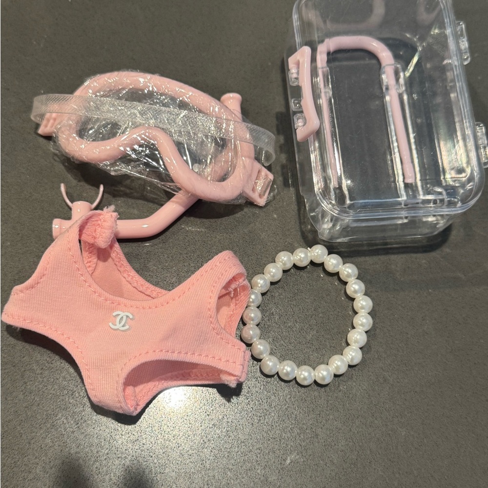 Labubu 17cm Doll Toy suitcase pearls swimsuit snorkel set CC inspired